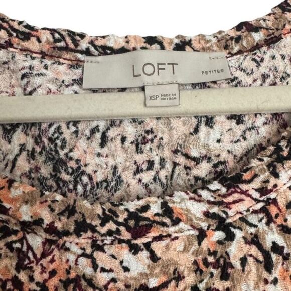 LOFT Floral Smocked Long Sleeve Blouse | Multicolor Print Women’s Size XS Petite - Picture 4 of 5